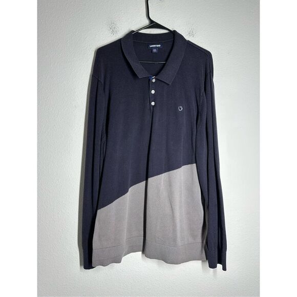 Lands' End Other - Lands End Polo Sweater Mens Size 2XL Navy Blue Gray Cotton Blend Preppy Comfort